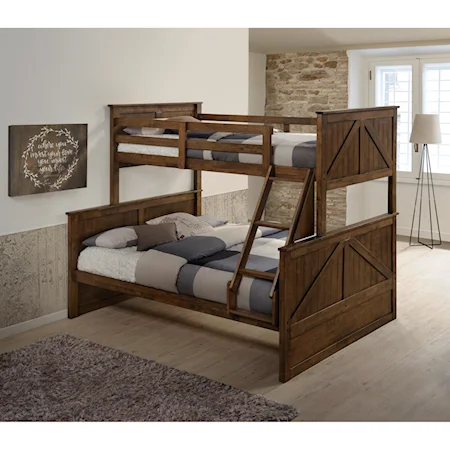 Modern Rustic Twin Over Full Bunk Bed with Ladder